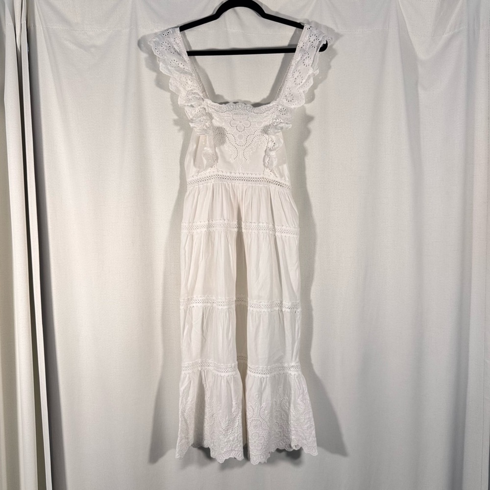Seven Wonders White Eyelet Lace Tiered Dress